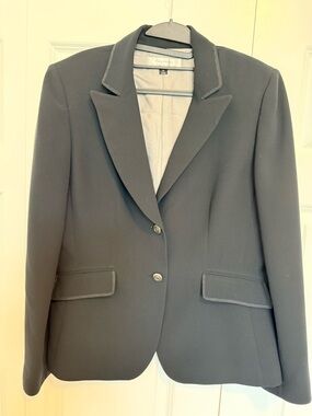 Tahari Navy  Women's Notch-Lapel Blazer with Decorative Trim